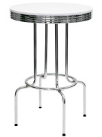 HOLLY 106 cm high table in chromed metal and Ø 76 top in ABS