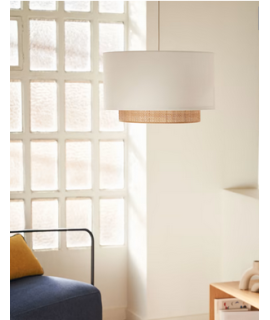 ADELAIDE lampshade for suspension lamp in white cotton and bamboo