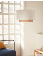 ADELAIDE lampshade for suspension lamp in white cotton and bamboo