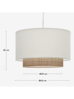 ADELAIDE lampshade for suspension lamp in white cotton and bamboo