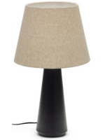 JEWEL table lamp in black metal and linen shade