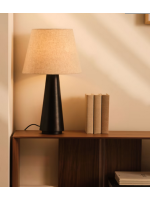 JEWEL table lamp in black metal and linen shade