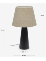 JEWEL lampada da tavolo in metallo nero e paralume in lino