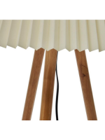 GROVE tripod in solid rubber wood and beige pleated lampshade floor lamp