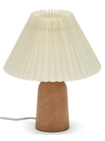 GIOVI in solid rubber wood and beige pleated lampshade table lamp