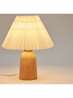 GIOVI in solid rubber wood and beige pleated lampshade table lamp