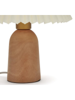 GIOVI in solid rubber wood and beige pleated lampshade table lamp