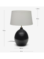 ALIAS table lamp in black metal and white fabric shade home design