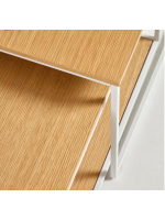 FLINT set de 2 tables basses en placage chêne et structure en métal blanc
