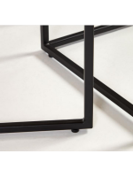 PAINT set of 2 coffee tables in walnut or oak veneer and black metal structure