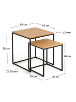 PAINT set di 2 tavolini impiallacciato noce o rovere e struttura in metallo nero