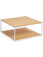 ACABA coffee table 80x80 cm in oak veneer and white metal structure