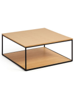 CLOE coffee table 80x80 cm in walnut or oak veneer and black metal structure