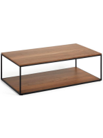 SUMI coffee table 110x60 cm in walnut or oak veneer and black metal structure