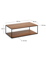 SUMI coffee table 110x60 cm in walnut or oak veneer and black metal structure