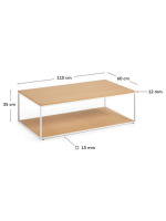 PULL coffee table 110x60 cm in oak veneer and white metal structure