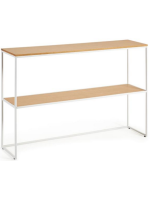 BALAS Console cm 120x80 h en placage chêne et structure en métal blanc