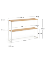 BALAS Consola cm 120x80 h en chapa de roble y estructura de metal blanco