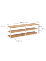 CALM Meuble TV 160cm en placage chêne et structure en métal blanc