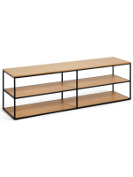 SELF TV unit 160cm in walnut or oak veneer and black metal structure