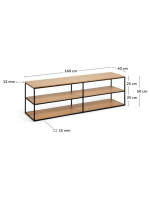 SELF Meuble TV 160cm en placage noyer ou chêne et structure en métal noir