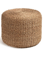 GILDA Ø 40 cm in fibra naturale intrecciata pouf rotondo poggiapiedi