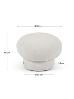 ADIR Ø50 o Ø60 cm pouf design en peau lainée blanche