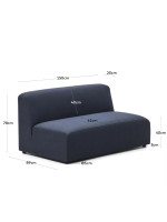 COOL 150 cm blue or beige 2 seater sofa module in fabric