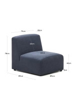 COOL fauteuil ou module 75 cm bleu ou beige en tissu