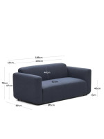 COOL divano 2 posti 188 cm in tessuto blu o beige