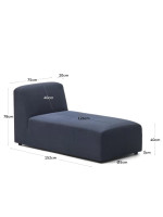 COOL chaise longue module 75x152 cm blue or beige in fabric