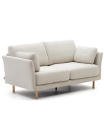 LADY 2-seater sofa 170 cm with natural wood feet and cushions with removable stain-resistant fabric covers