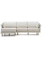 SAMIN 260 cm 3-seater sofa with right or left chaise longue in wood feet and cushions with removable stain-resistant covers