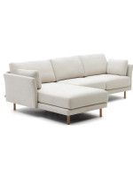 SAMIN 260 cm 3-seater sofa with right or left chaise longue in wood feet and cushions with removable stain-resistant covers