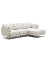 SAMIN 260 cm 3-seater sofa with right or left chaise longue in wood feet and cushions with removable stain-resistant covers