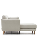 SAMIN divano 3 posti con chaise longue dx o sx 260 cm piedi in legno naturale e cuscini sfoderabili tessuto antimacchia
