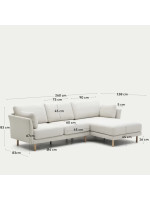 SAMIN 260 cm 3-seater sofa with right or left chaise longue in wood feet and cushions with removable stain-resistant covers