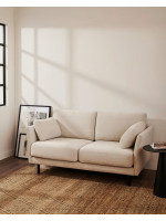 FERES 2-seater sofa 170 cm with black wood feet and cushions with removable stain-resistant fabric covers