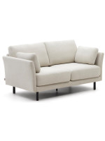 FERES 2-seater sofa 170 cm with black wood feet and cushions with removable stain-resistant fabric covers