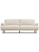 BENGIAMY 3-seater sofa 230 cm with wood feet and cushions with removable stain-resistant fabric covers