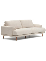 BENGIAMY 3-seater sofa 230 cm with wood feet and cushions with removable stain-resistant fabric covers