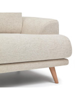 BENGIAMY 3-seater sofa 230 cm with wood feet and cushions with removable stain-resistant fabric covers