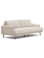 MYGUI 2-seater sofa 210 cm with wood feet and cushions with removable stain-resistant fabric covers