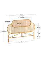 KELY Kopfteil für Doppelbett 160 cm im rustikalen Kolonialstil aus natürlichem Rattan