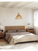 BOMBER double bed headboard in solid oak wood