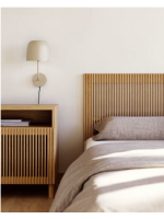 BOMBER double bed headboard in solid oak wood