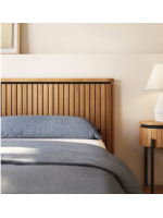 BASCO double bed headboard in solid mango wood with slatted effect