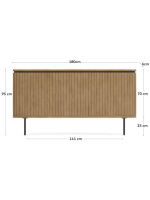 BASCO double bed headboard in solid mango wood with slatted effect