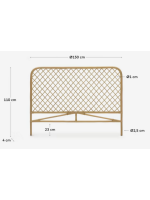 XAMPA testata letto matrimoniale da 150 cm in rattan naturale design rustico coloniale