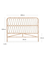 FRESH double bed headboard 158 cm in natural rattan colonial rustic design